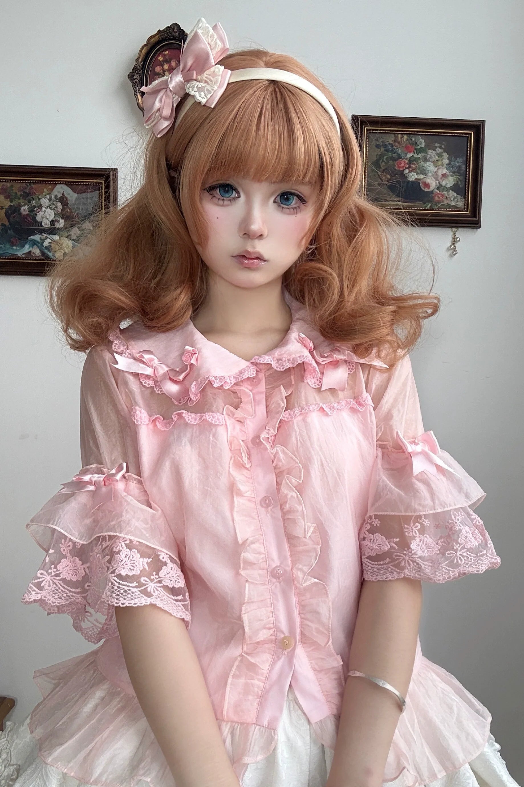 TaTaTa Lolita - Otome Heart - Cotton Old School Lolita JSK Dress Suit, Heart-Shaped Lace Trim