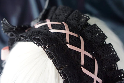 Strange Sugar - Black Wings Halloween Goth Lolita Hairband