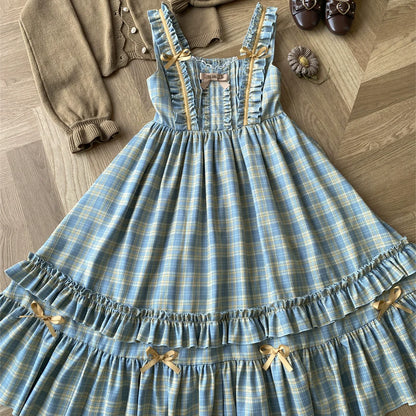 EESSILY - Green Fairy Tales - Classic Lolita Plaid JSK Plus Size Lolita Dress