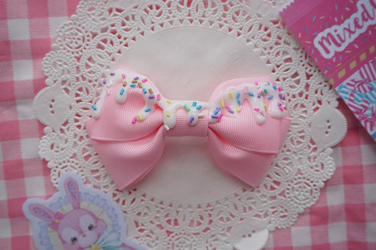 Cat Tea Party - Handmade Sweet Lolita Bow Hair Clip Cute Imitation Cream Cake