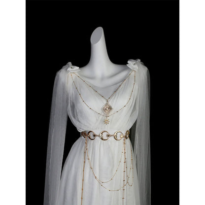 Cornfield Lolita - Divine - Elegant Greek Mythology Style Lolita JSK Irregular Hem White JSK Dress