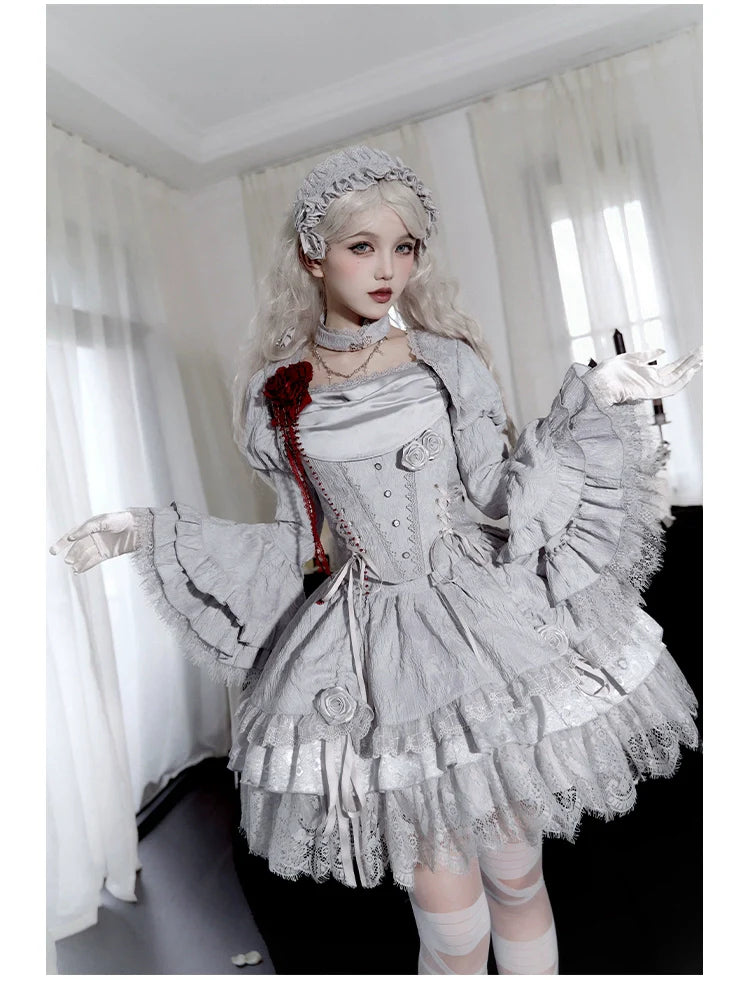 With PUJI - Letter and Poetry ﾂｷ Twilight - Gothic Witch Lolita SK Suit Bodice Mermaid Dress