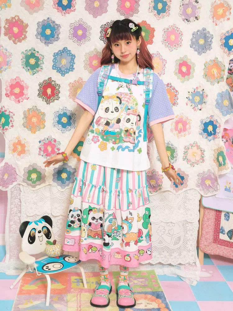 Striped print long skirt【s0000007680】