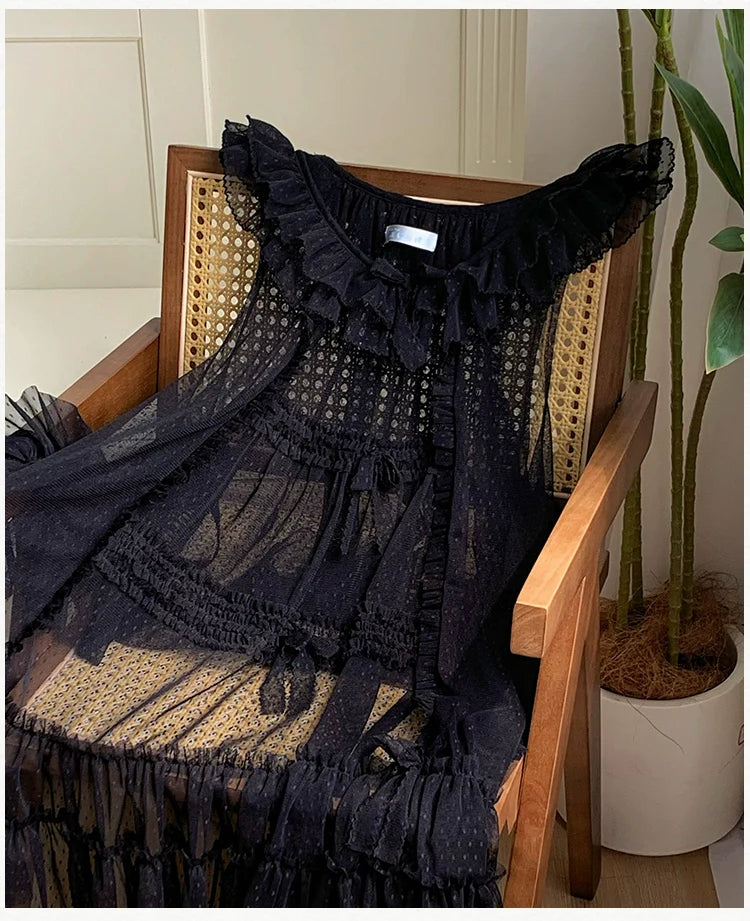 With PUJI - Letters and Poetry - Classic Lolita Tulle Over-Skirt for Summer