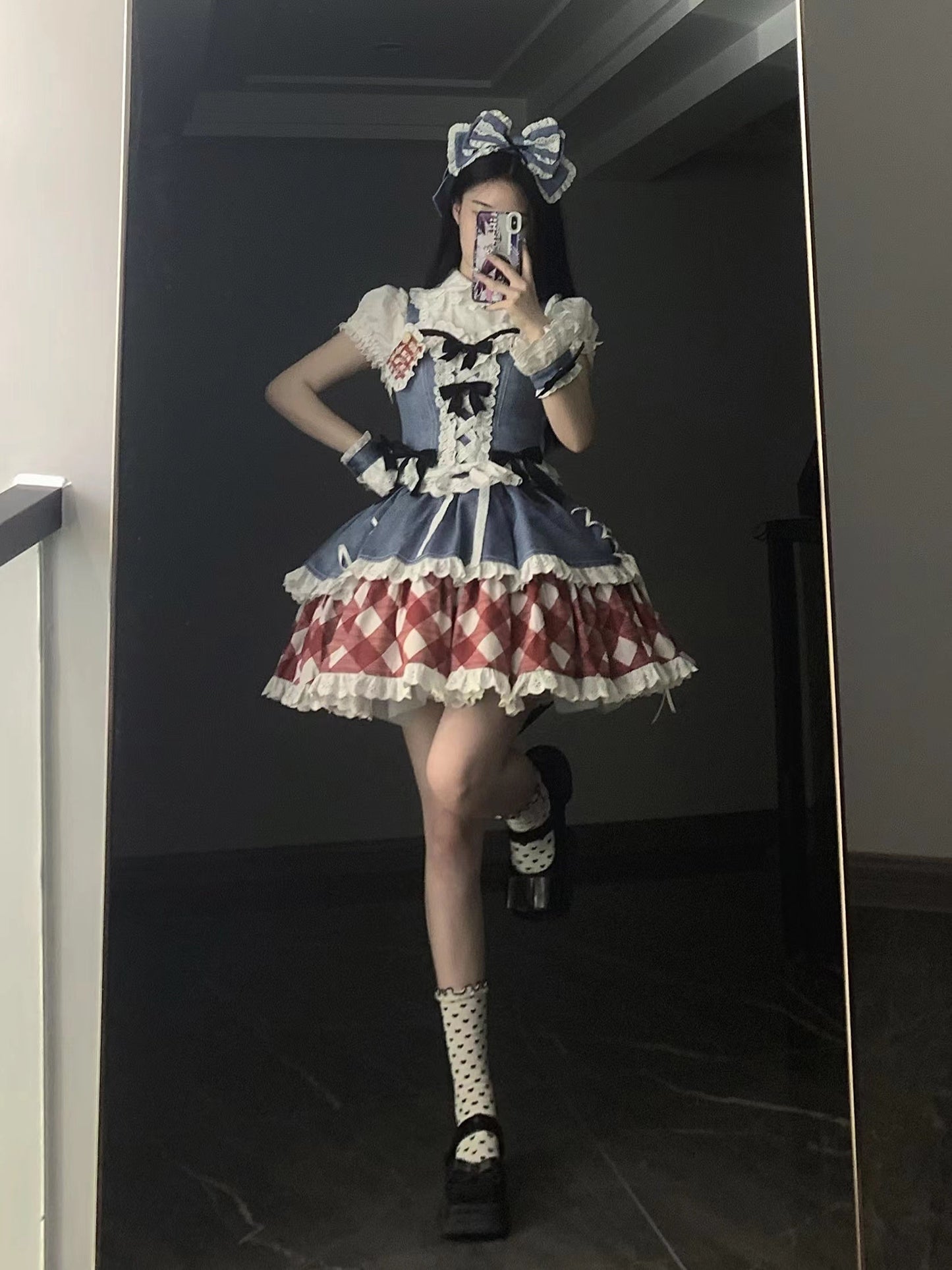 Kuma - Sweet Cowboy - Sweet Lolita Pastel Colors Denim Skirt Set