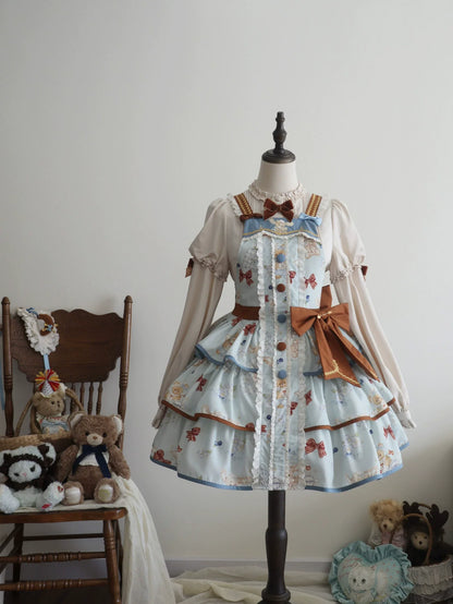 Cheese Mee Mee - Seaside Tea Party - Sweet Lolita Dress Cute Print JSK and Cape