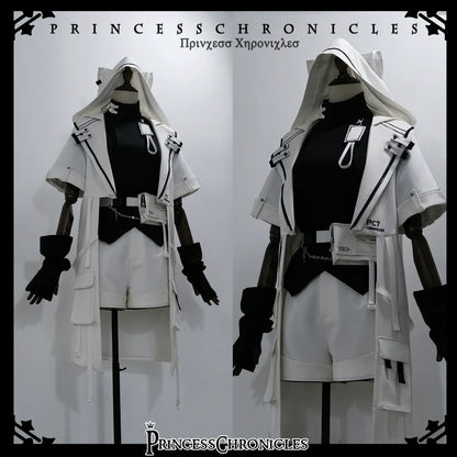 Princess Chronicles - White Cat - Futuristic Style Cool Lolita Pants Suit With Cat Ear Coat