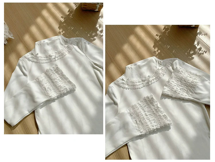 With PUJI - Snowfall - Winter Lolita Sweater Long Sleeve Knitted Innerwear