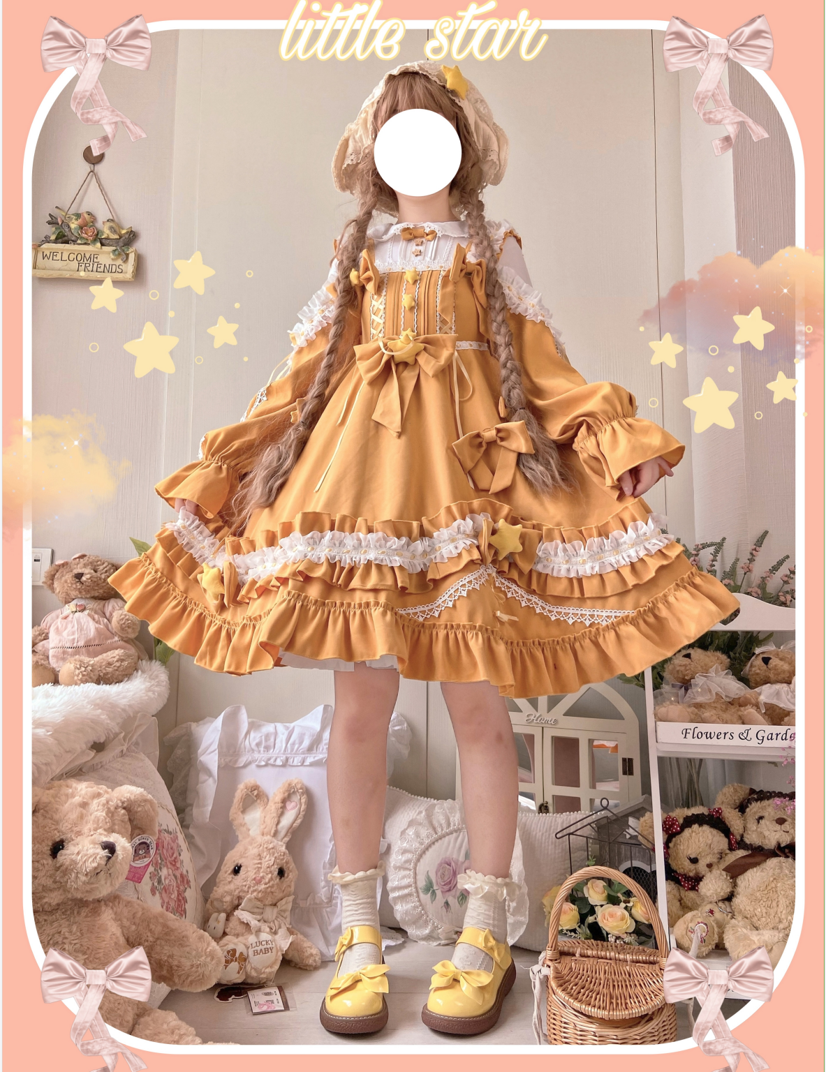 Aurora Kiss - Daily Lolita Winter Dress, Long Sleeve almony Aurora Kiss - Daily Lolita Winter Dress, Long Sleeve almony