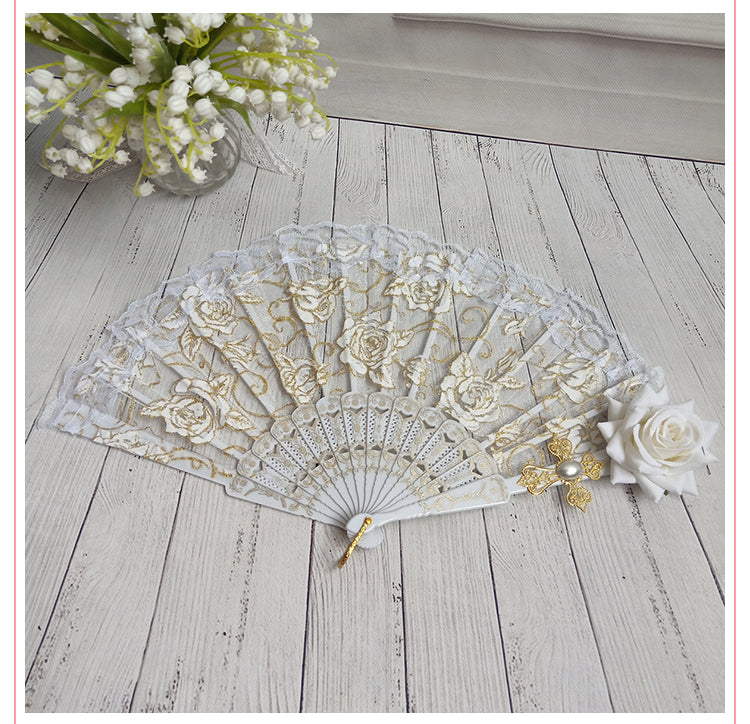 Cocoa Jam- Gothic Lolita Lace Gorgeous Folding Fan