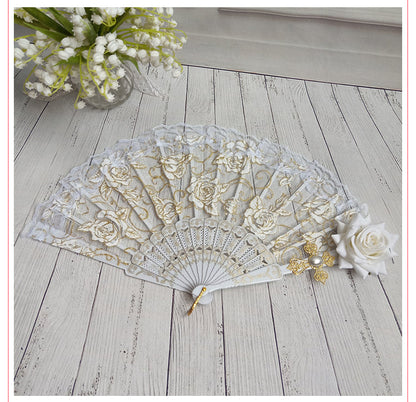 Cocoa Jam- Gothic Lolita Lace Gorgeous Folding Fan