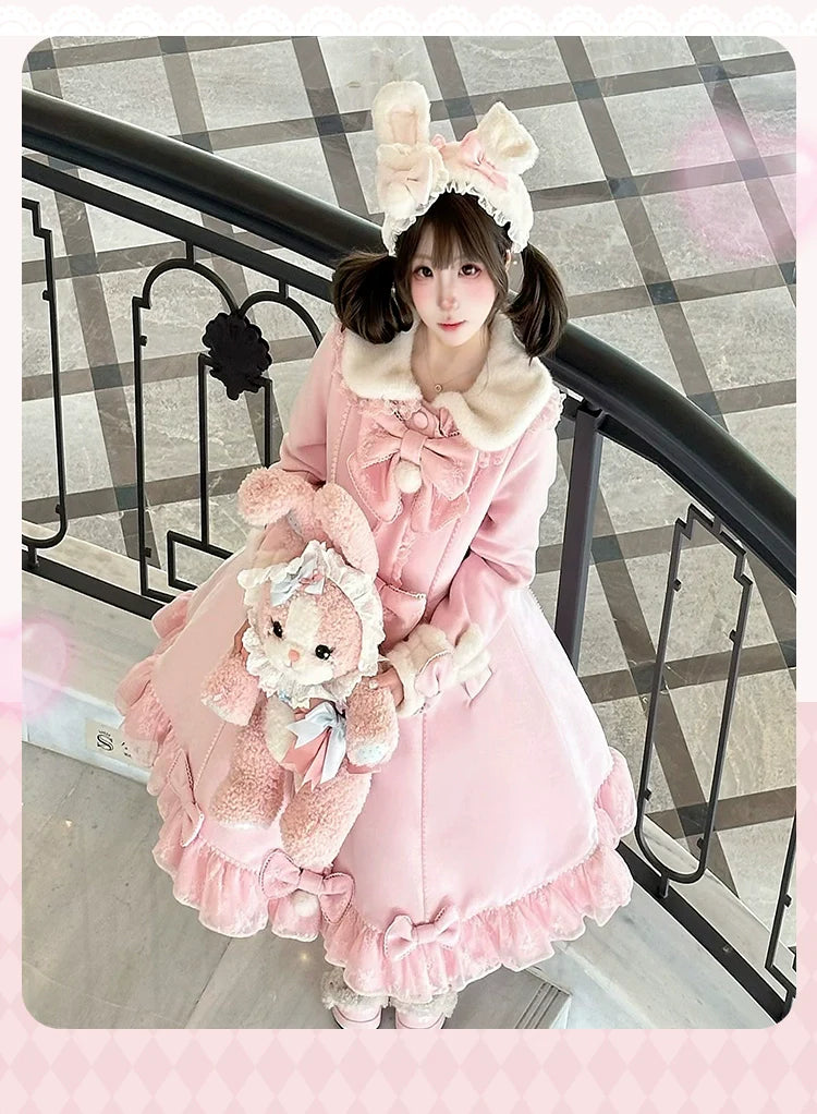Mengfuzi - Nico Bunny - Winter Sweet Lolita Overcoat, Detachable Cape