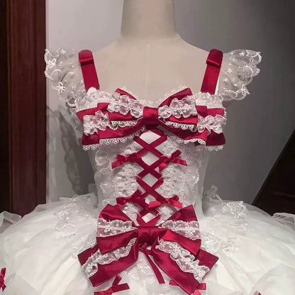 Sugar Girl - Velvet Sweetheart - Doll-like Sweet Lolita Jumper Dress, Bow Accents