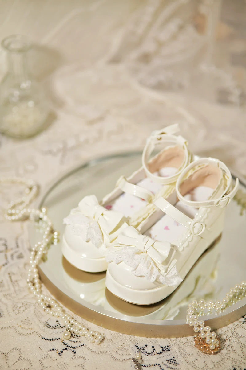 Jiujiu Lolita - Milky Puff - Sweet Lolita Heels Shoes, Round Toe With Petite Wedge
