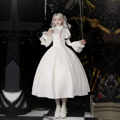 With PUJI - Enigmatic Night Poem - Halloween Gothic Lolita Fishbone Bustier Dress Embroidered Coat