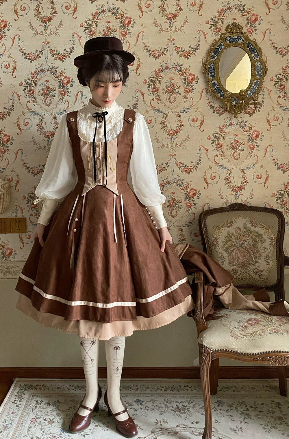 Miss Point - Golden Movement - Elegant Lolita Fishbone Skirt Customized