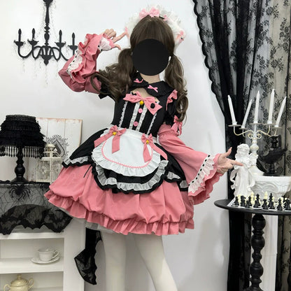 Hanguliang - Cute Maid Lolita Apron OP Dress