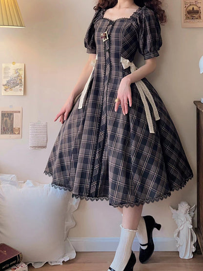 Forest Song - Josephine Academy - Elegant Lolita Black Plaid OP