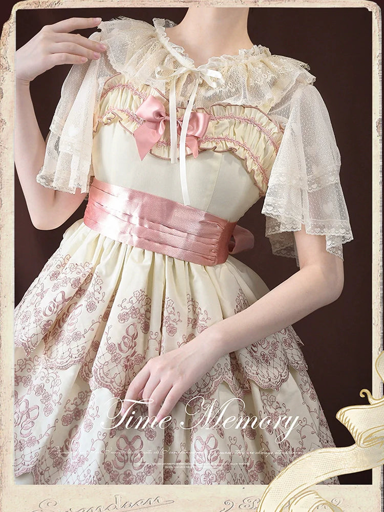 Time Memory - Sweetheart Curtain - Sweet Lolita Shawl Short Sleeve Lace Cardigan