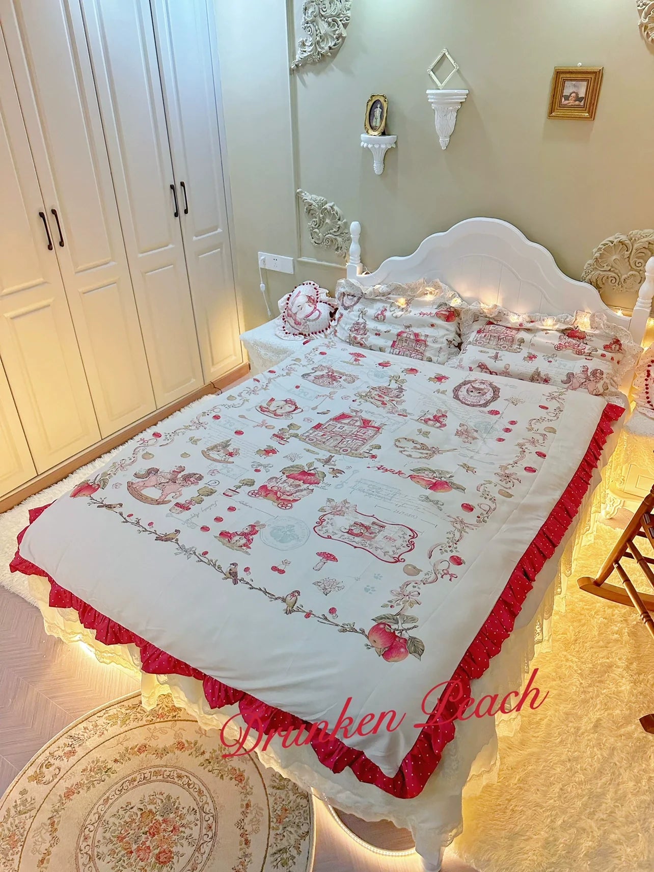 Drunke - Small Apple - Sweet Retro Print Lolita 4-Piece/3-Piece Bedding Set