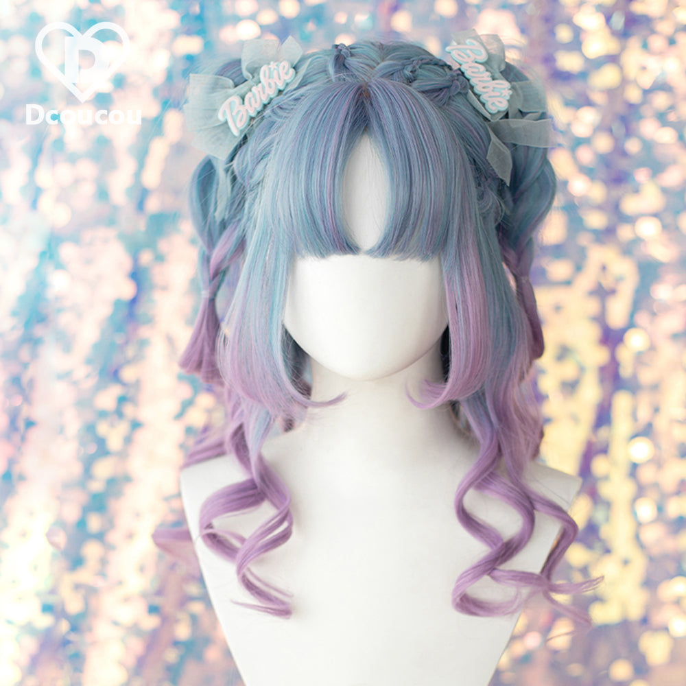Dcoucou - No-Heart Rabbit 45cm Long Curly Ponytail Wig Multicolors
