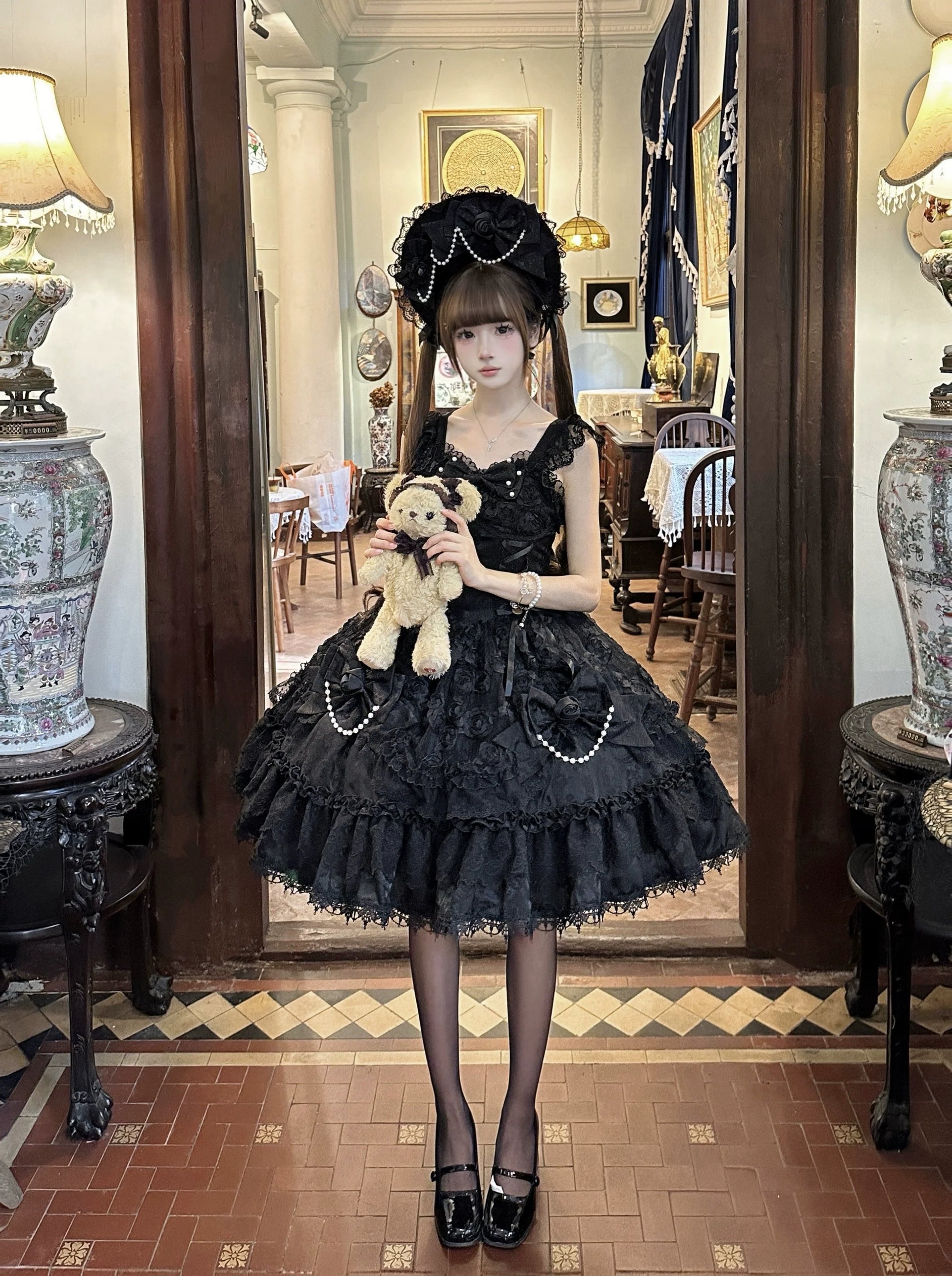 Sugar Girl - Rose Princess - Halloween Gothic Lolita JSK, Sheer Rose Dress