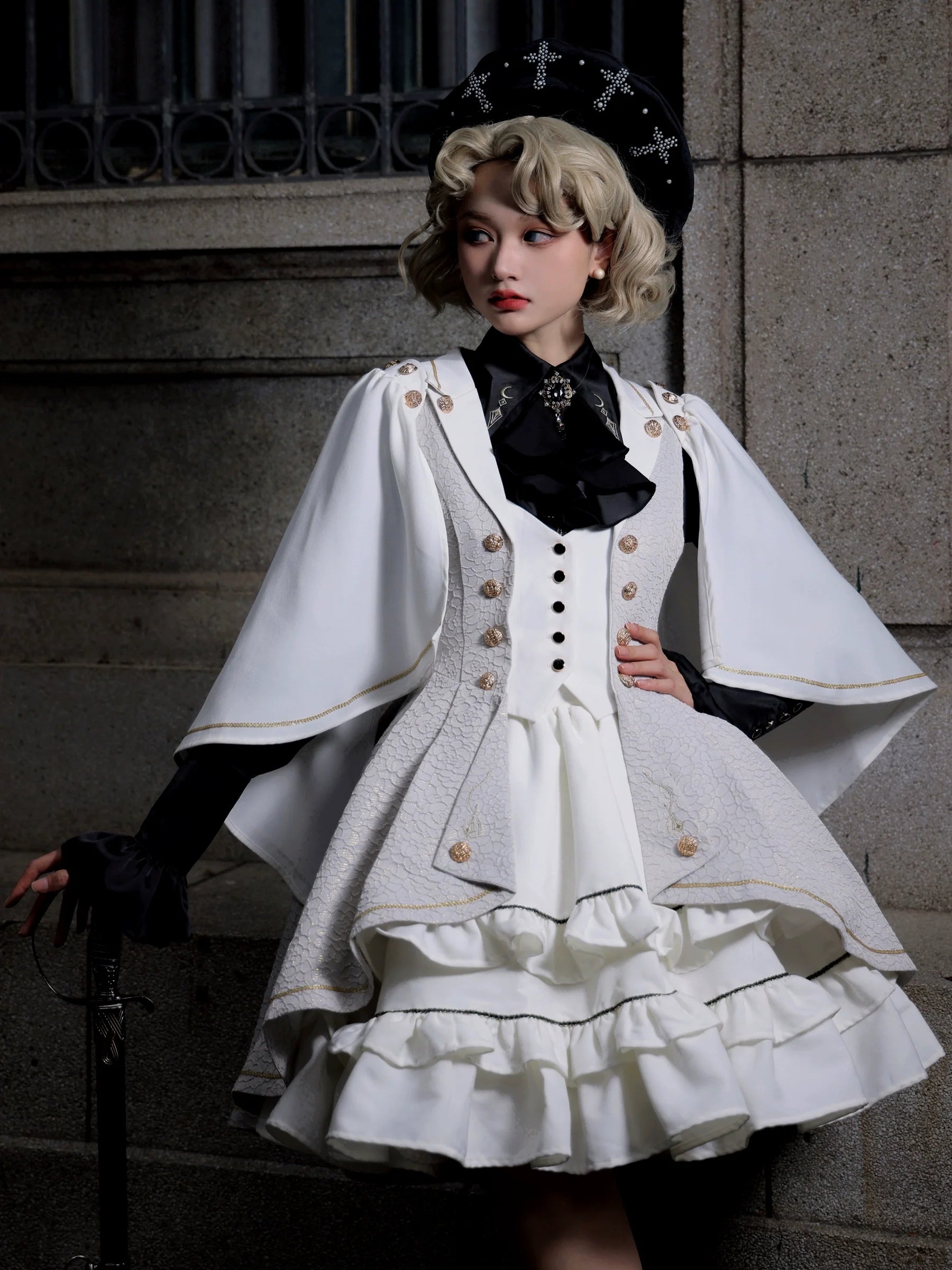 SilentMars - Law of the Fallen Moon - Retro Lolita Vest Coat Suit Knight Style Skirt