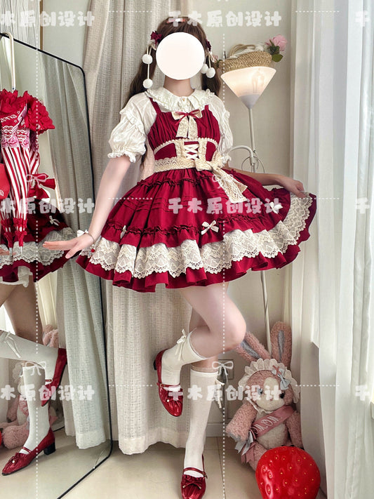 Qianmu - Vivian - Sweet Lolita JSK Doll Lolita Tiered Ruffles Dress