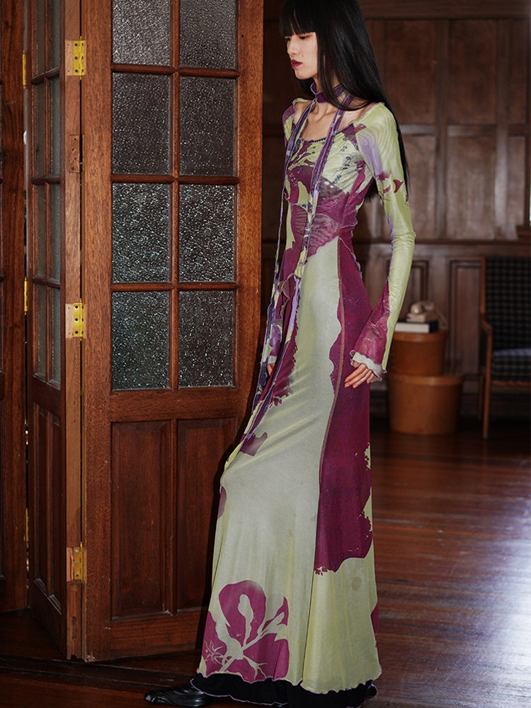 maxi dresses asian style Elegant Asymmetric Collar Bodycon Dress