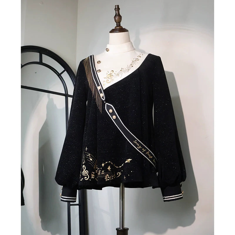 LizBird - Tomorrow Song - Ouji Lolita Loose Sweater and A-line Shorts