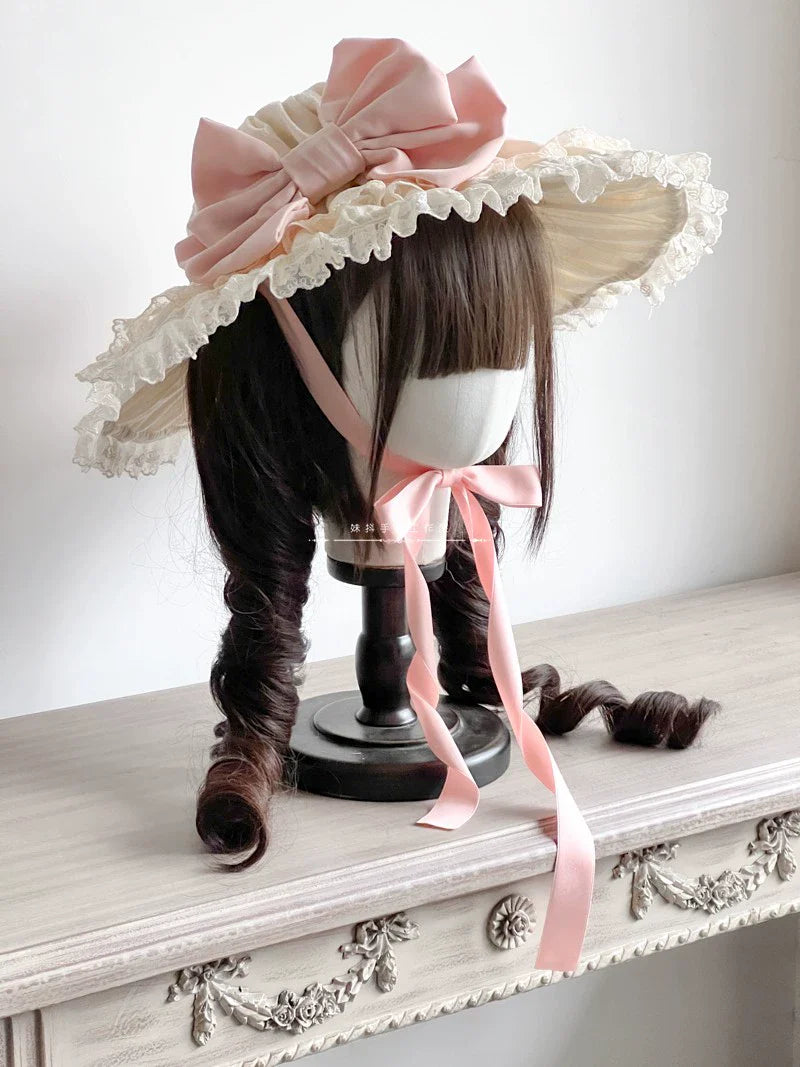 MAID - Vintage Lolita Hat Striped Lace Hat