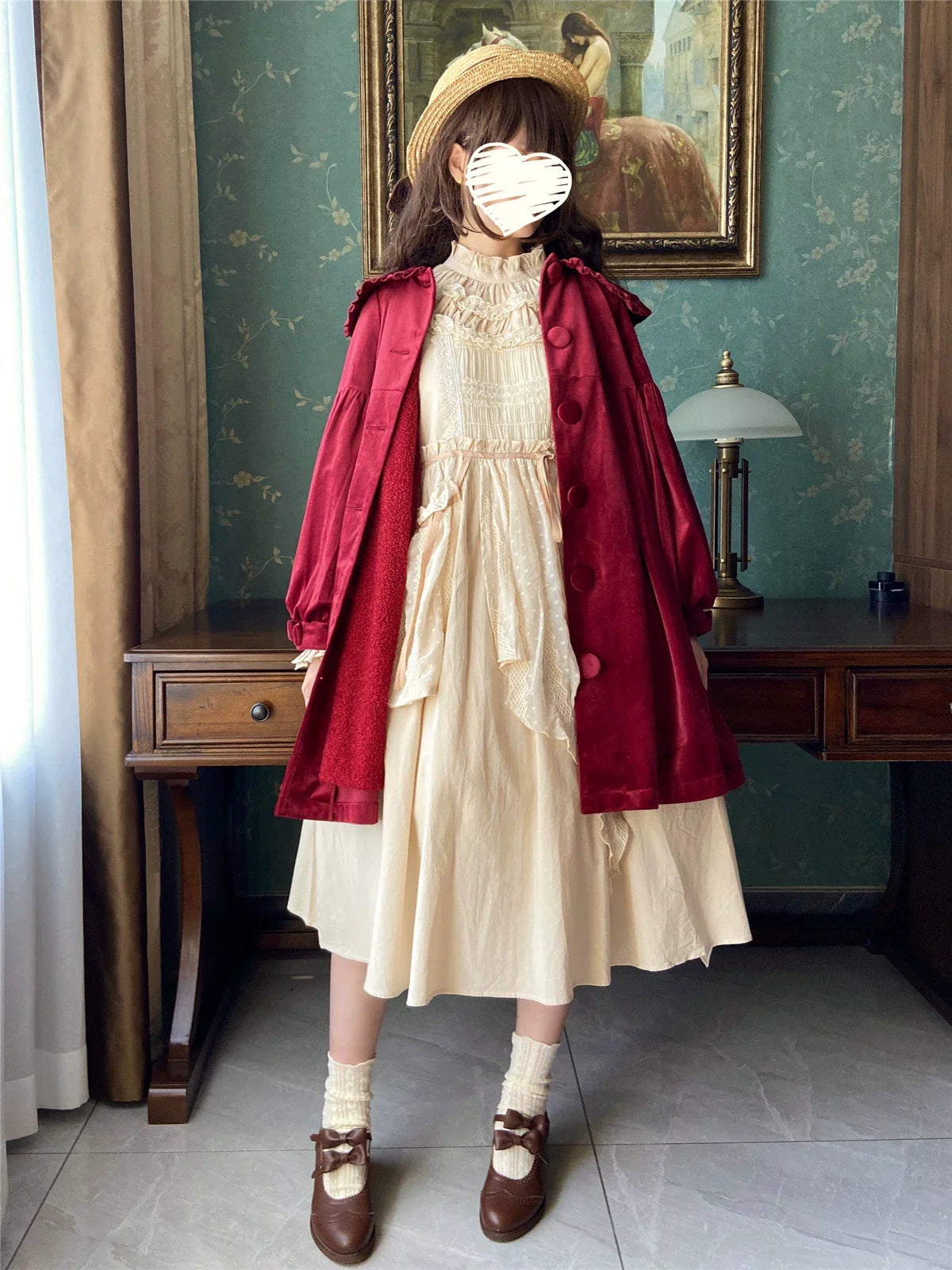 Dark Star Island - Winter Lolita Cape Velvet Antique Lolita Coat