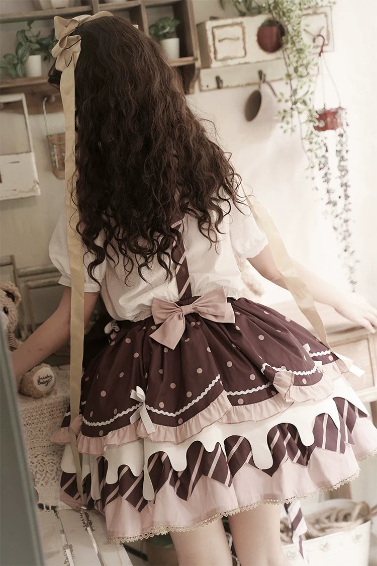 Half Sweet Lolita - Chocolate Milk Pie - Sweet Lolita Jumper Dress Summer Salopette