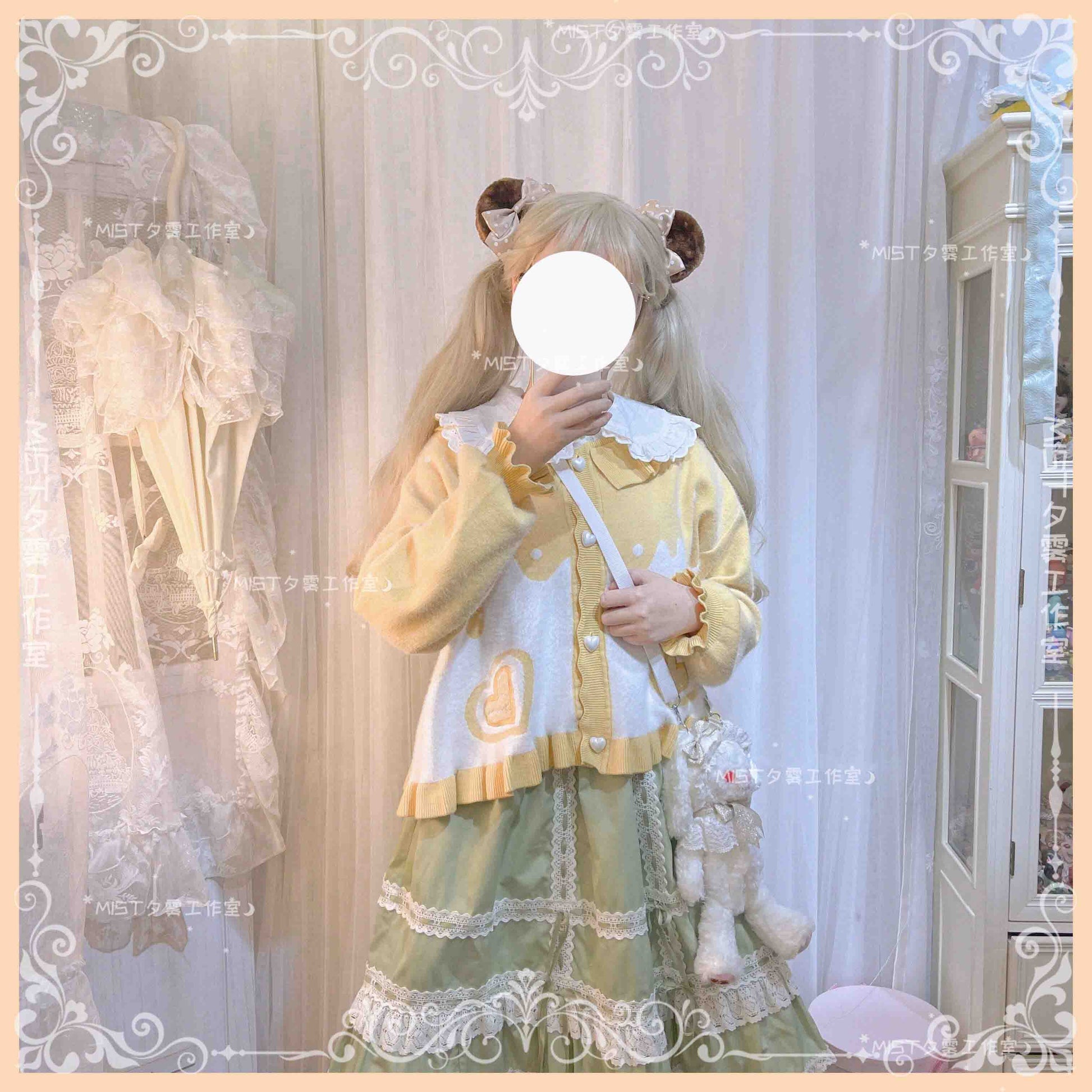 MIST - Beating Heart - Sweet Lolita Thick Sweater Coat Puff Sleeve