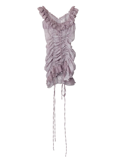 Purple Ruffle One-Shoulder Dress