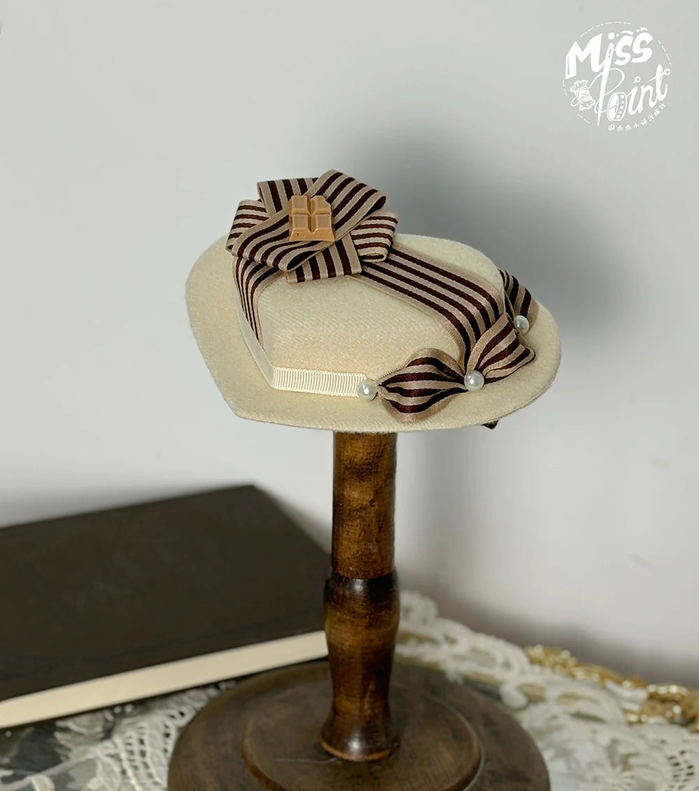Miss Point - Classical Chocolate - Classic Lolita Accessory Bowler Hat BNT Beret Jabot