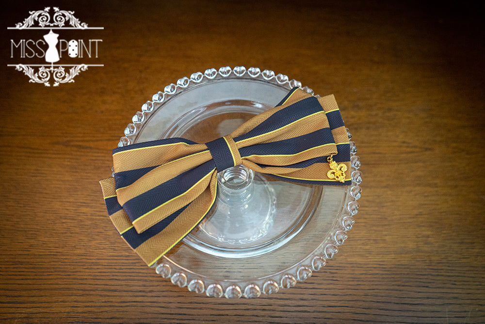 Miss Point - Stripped Lolita Headband Veil Hat Clip Necklace