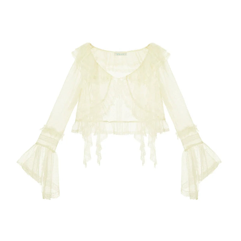With PUJI - Letters and Poetry - Summer Classic Lolita Tulle Lace Bolero with Multi-Color