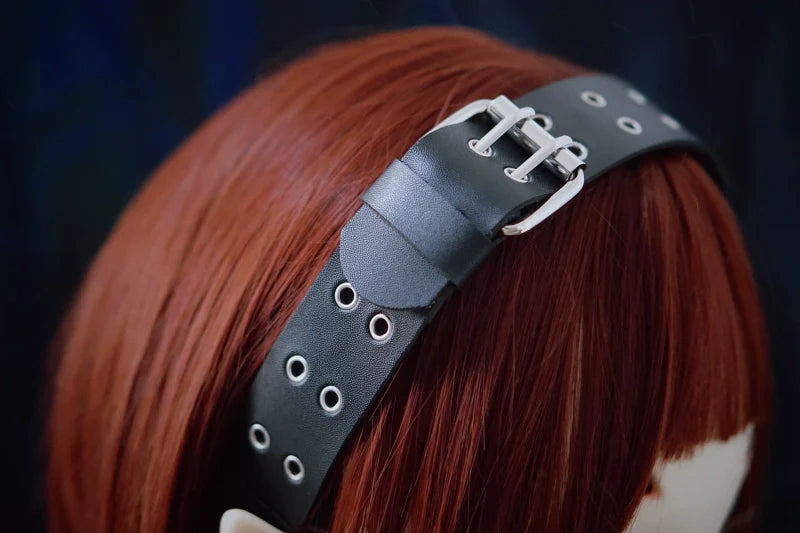 Strange Sugar - Gothic Lolita KC Faux Leather Punk Lolita Hair Accessories