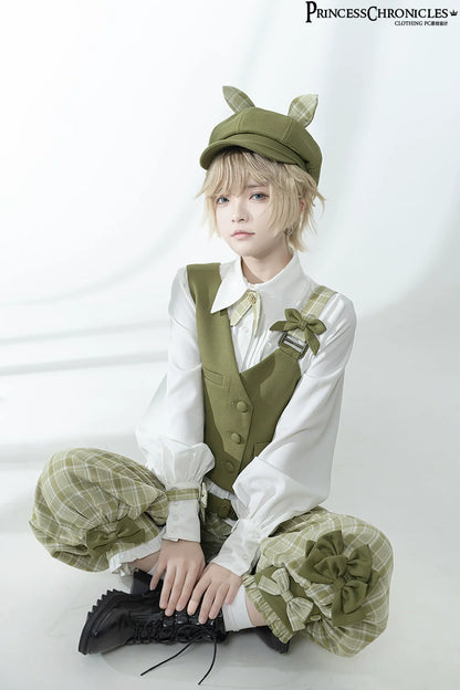 Princess Chronicles - Secret Morning Paper - Ouji Lolita Shirt, Matcha Green Capri Pants