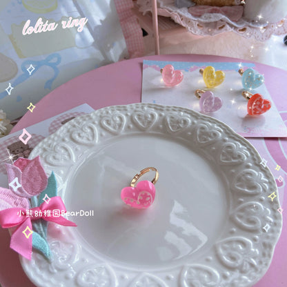 Bear Doll - Kawaii Lolita Ring Adjustable Shell Heart Shape Accessories