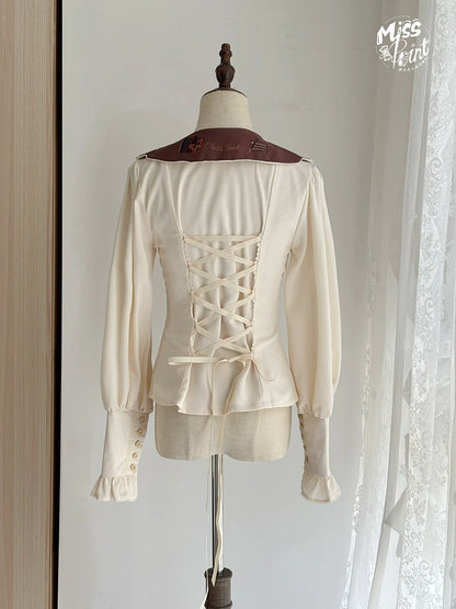 Miss Point - German Bookshelf - Classic Lolita Blouse, Butterfly-Shaped Collar