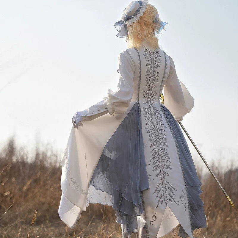 Forest Fluorescent Carps - Crumbling Skeleton - Ouji Lolita Fishbone Embroideried Vest, Prince Pants Suits