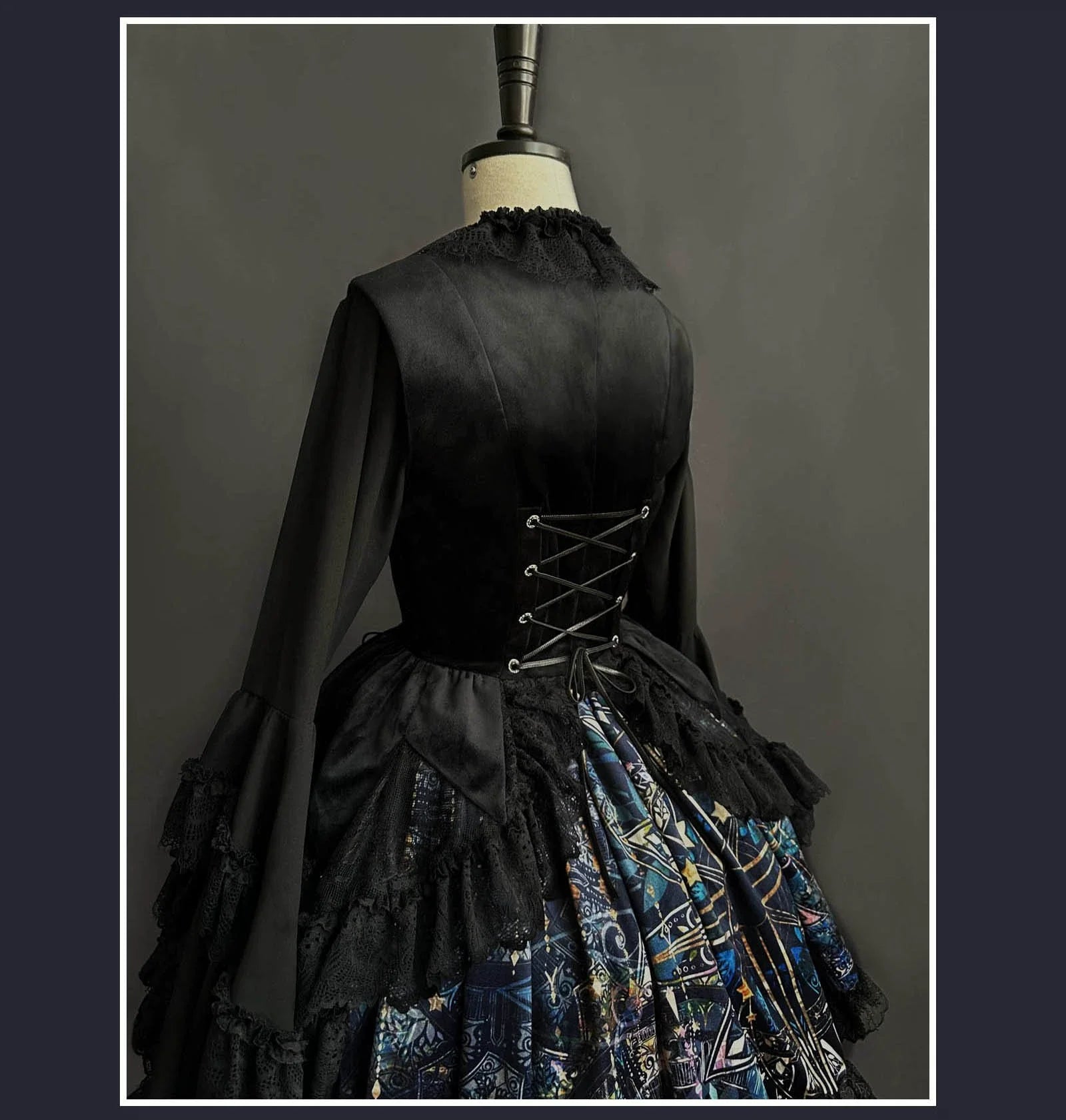 SUSIN - Night Traveler - Classic and Elegant Gothic Dress with Colorful Window Prints