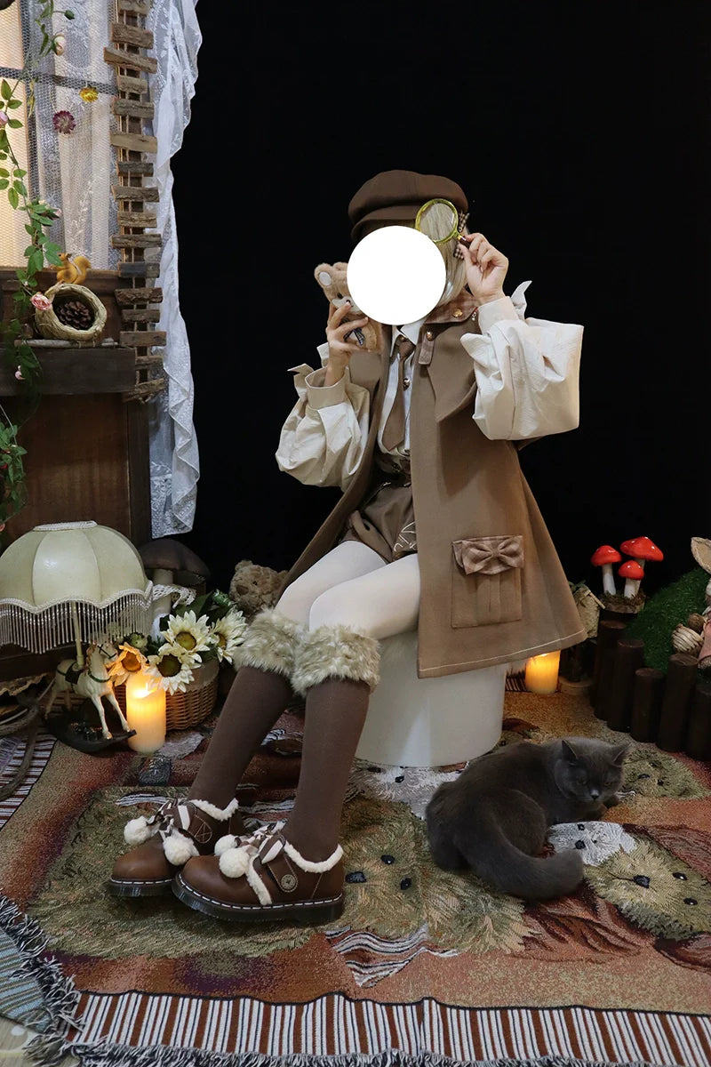 Piggy Bun - Detective Goose - Autumn Winter Lolita Cape Retro Cute Woolen Lolita Coat