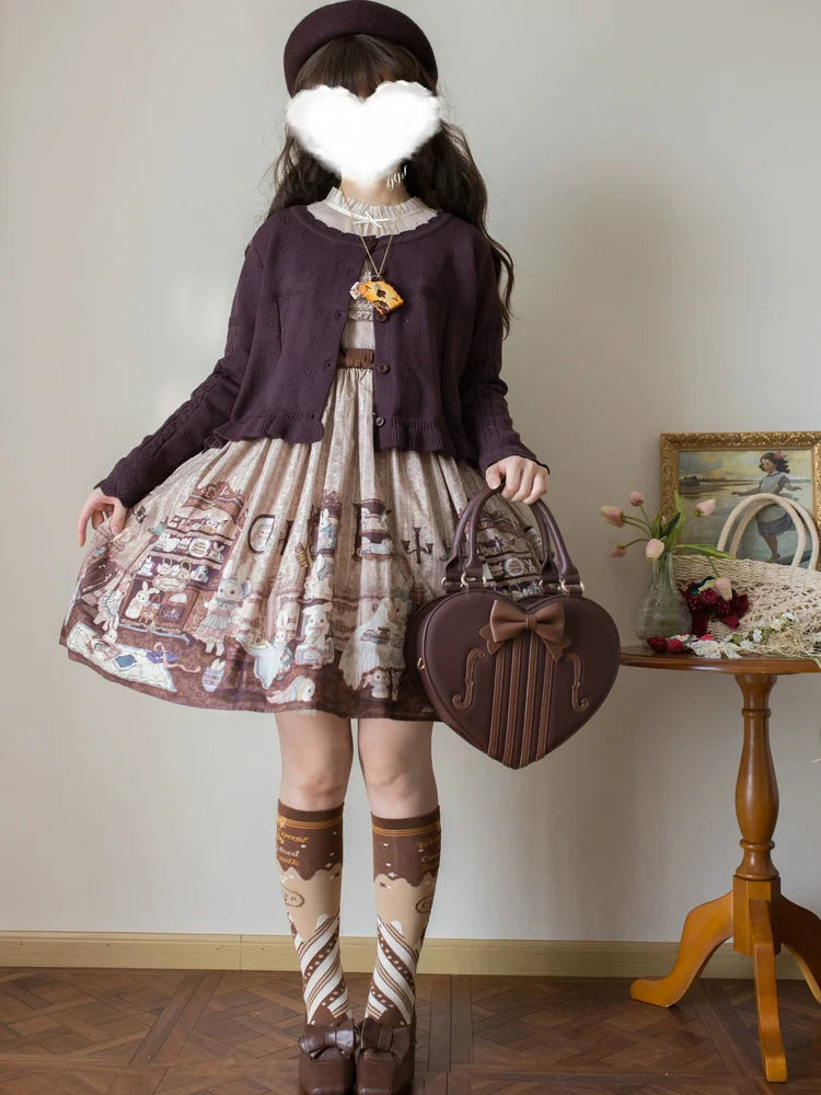 MIST - Kawaii Lolita Sweater Cardigan, Ruffled Lace Hem