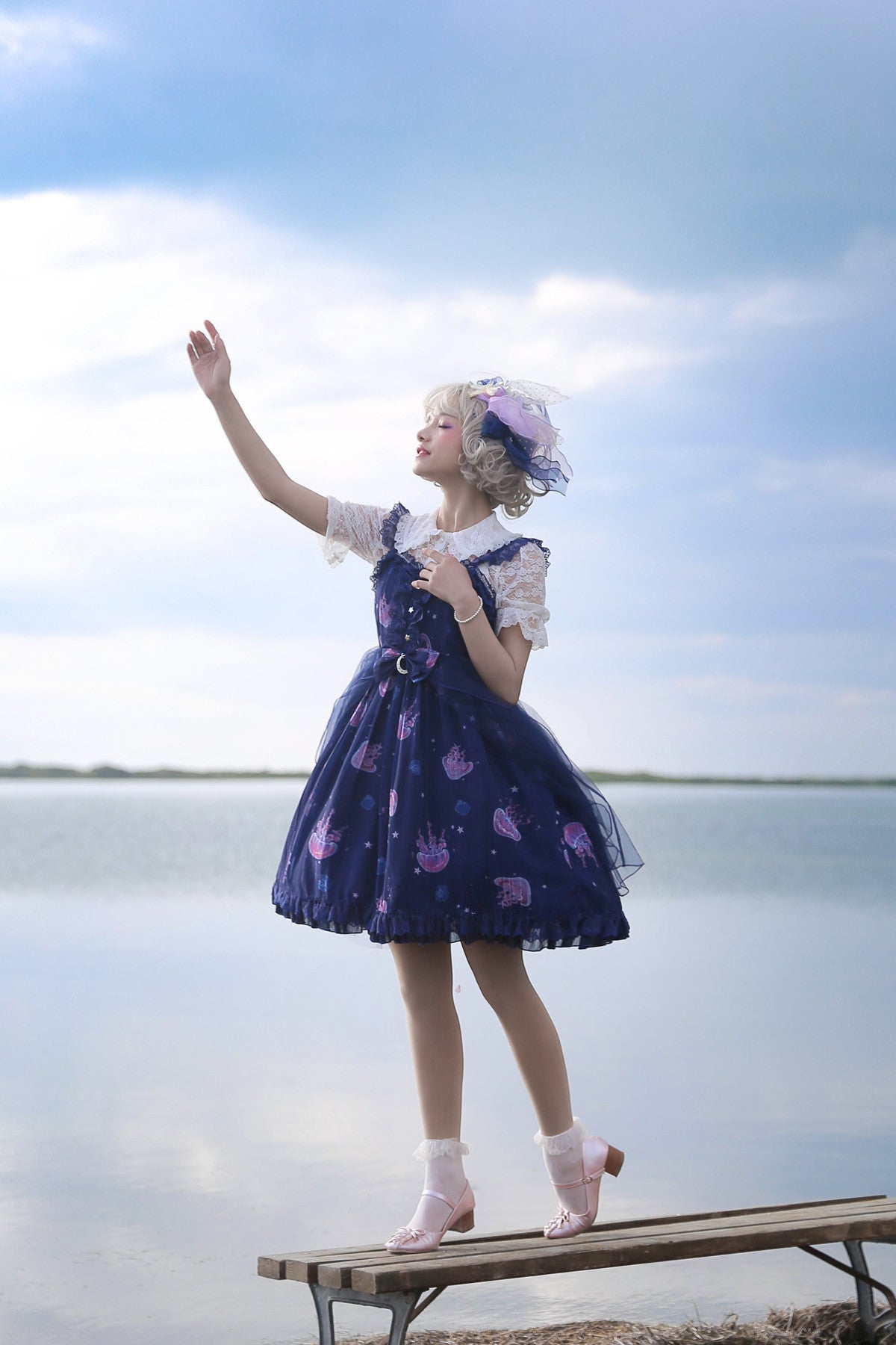 LilithEye - Jellyfish Meteor - Chiffon Fairy Jellyfish Printed Lolita JSK