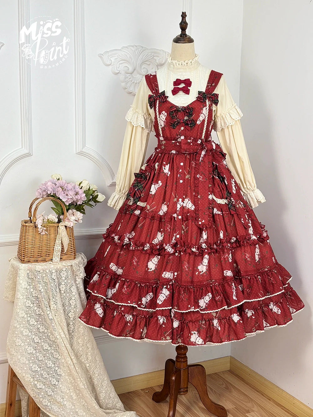 Miss Point - Forest Berry Bunny - Sweet Lolita JSK Elegant Bunny Print Dress