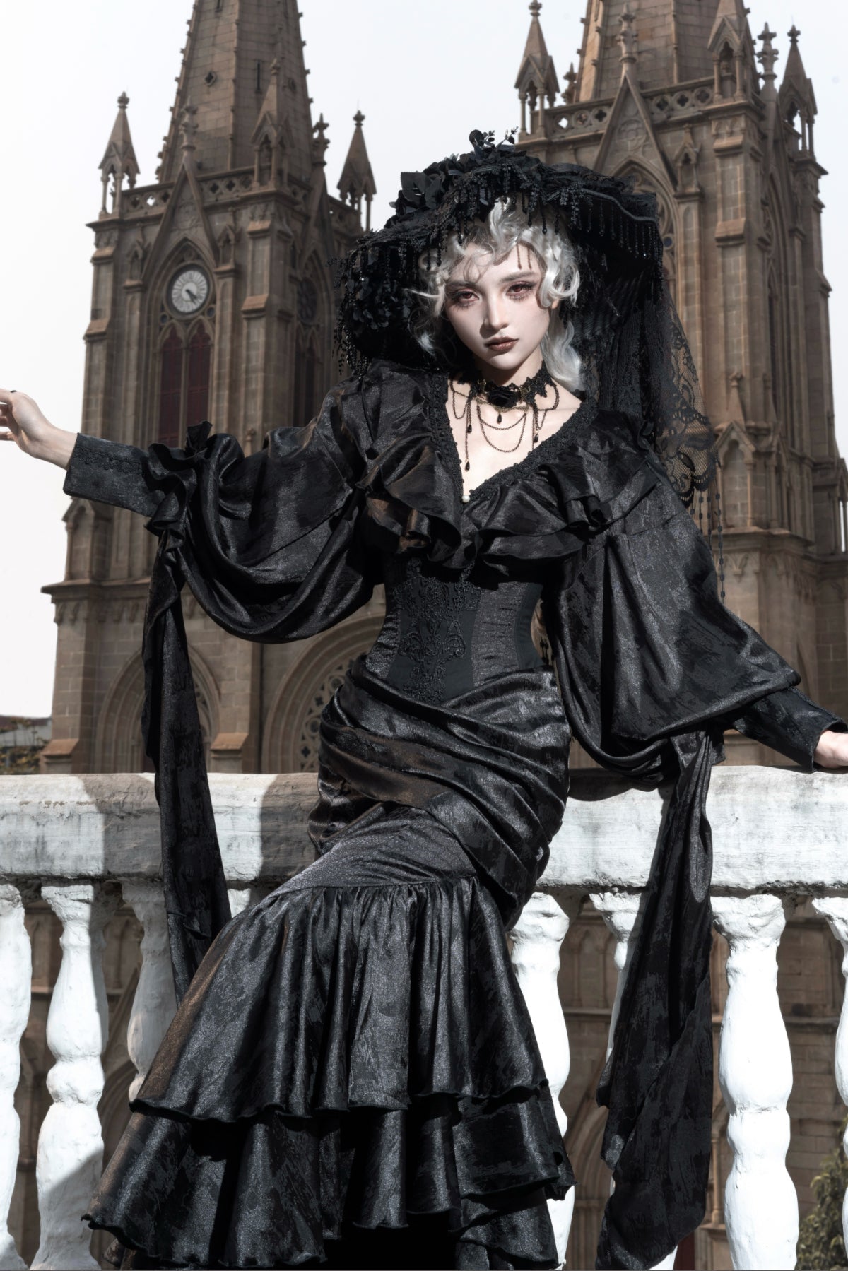 Muppet Mind Ben - Oracle - Gothic Lolita Mermaid Long Drape Skirt with Fishbone Corset