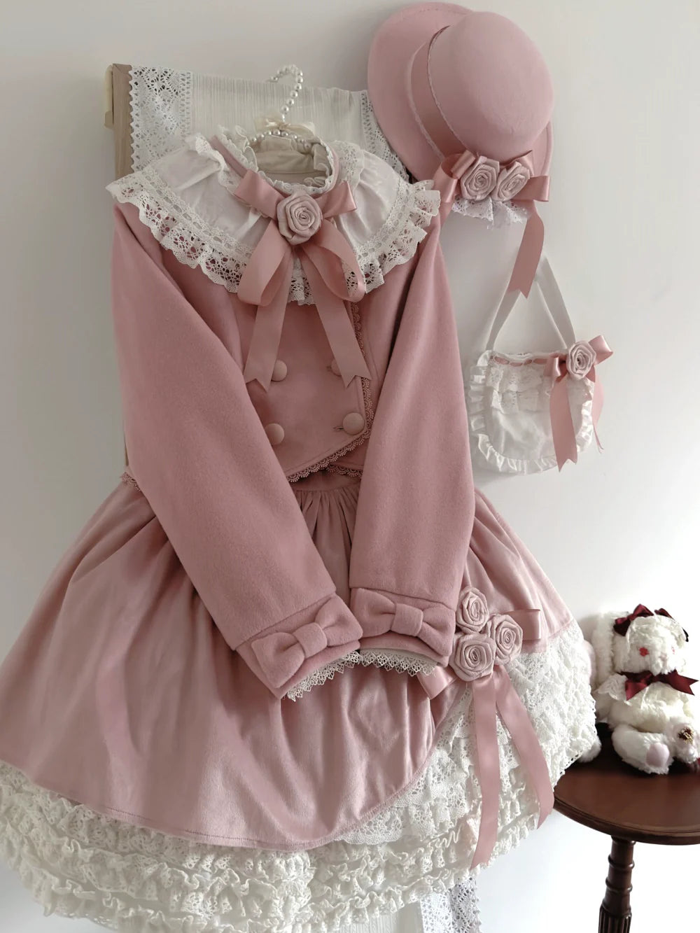 LeMiroir - Winter Solstice - Elegant Lolita Hat, Detachable Collar, Handbag